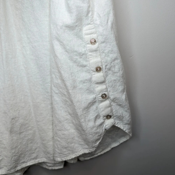 Croft &  Barrow White Linen Blend 1/4 Button Down Collared Top Women 2X Plus - Picture 4 of 8